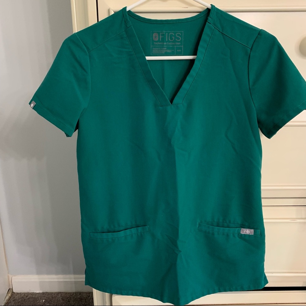FIGS HUNTER GREEN CASMA scrub top XXS